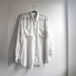 American Apparel oversized Chiffon Sheer Blouse Button down one size (L)